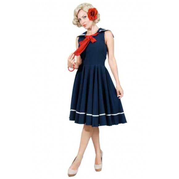 ✨ Vintage Chic “Sweet Sails” Navy Sailor Swing Dress – Size 3XL ✨ - Picture 3 of 10